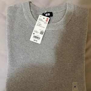 Uniqlo Men's Washable Milano Ribbed Crew Neck Long-Sleeve Sweater Gray Size M